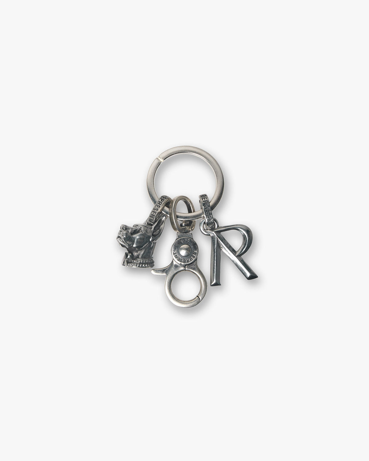 Doberman Initial Key Chain - Silver