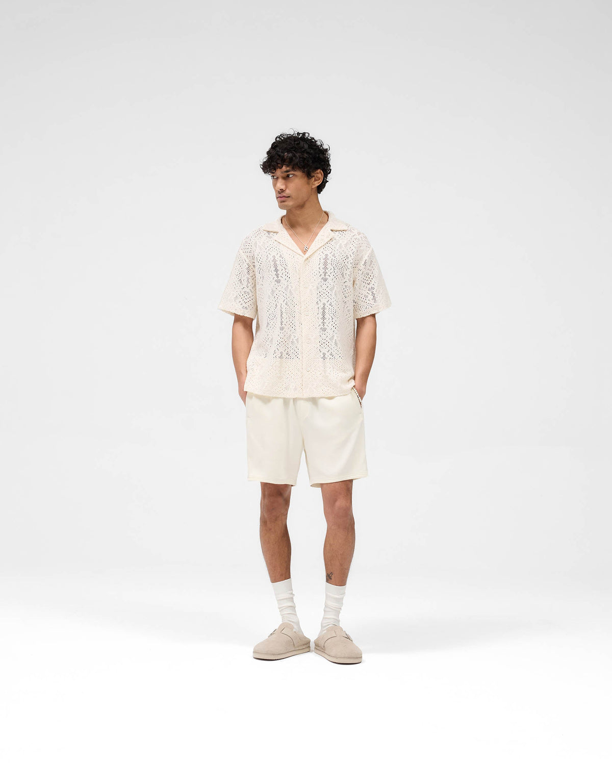 Knitted Panel Short - Antique White