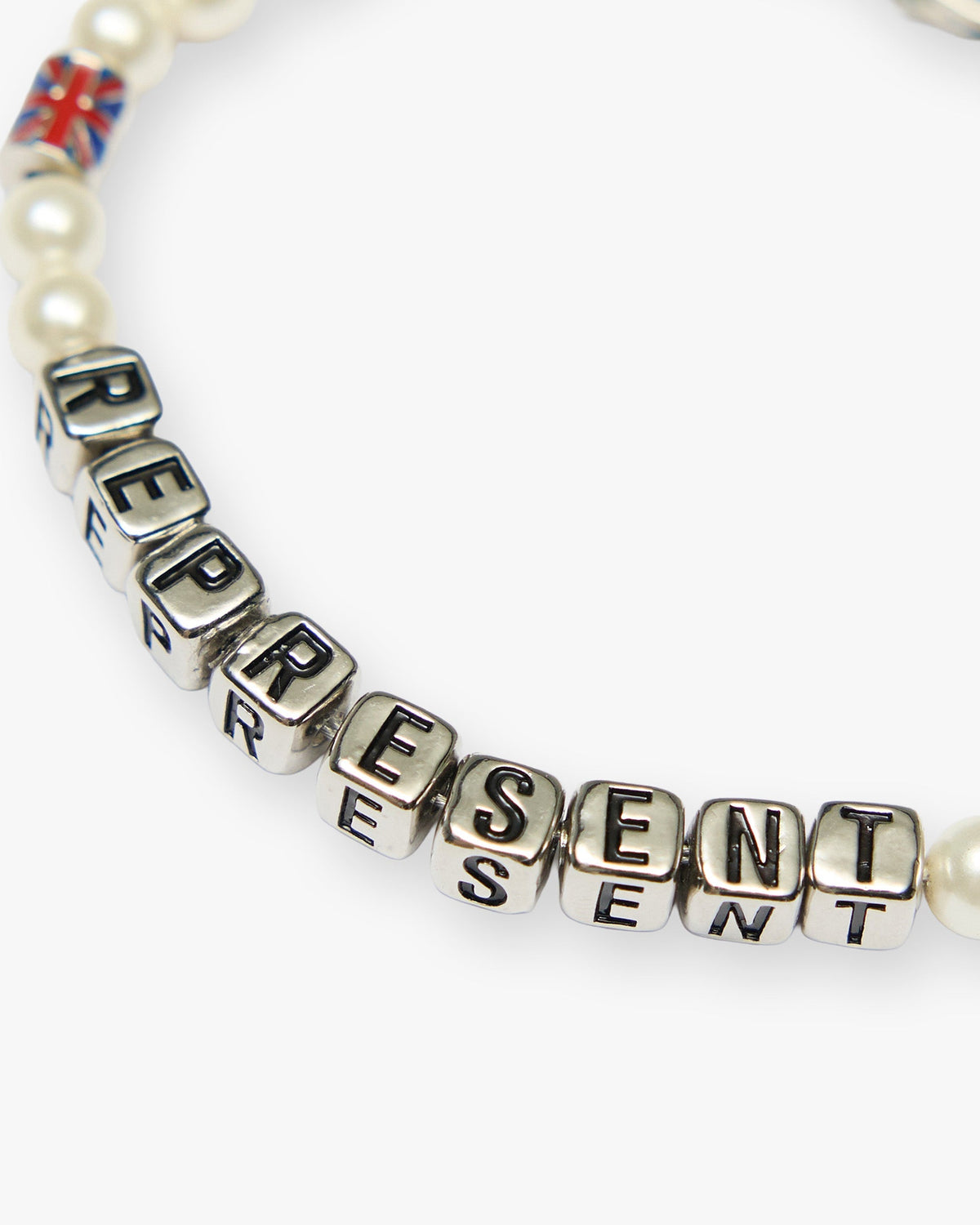 Beaded Represent Bracelet - Silver
