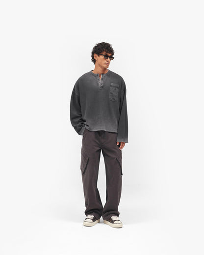 Heavyweight Henley Sweater - Vintage Black