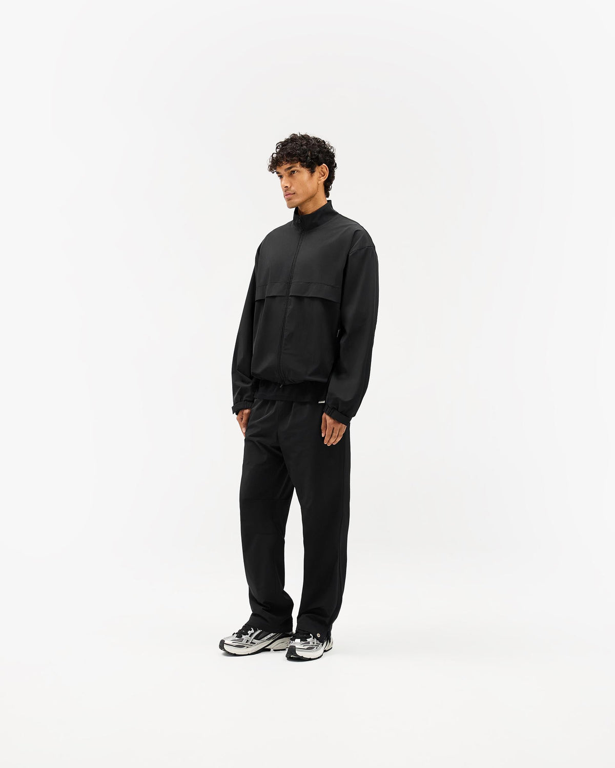 Initial Nylon Track Jacket - Black