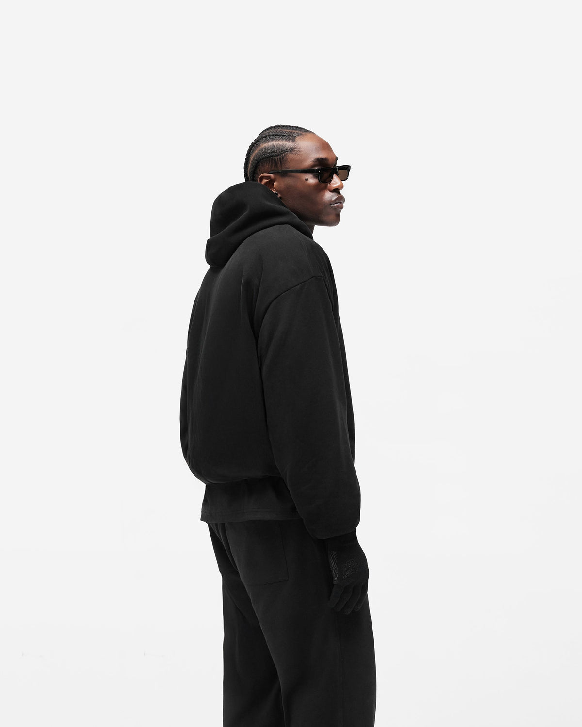 Dual Layer Script Hoodie - Jet Black