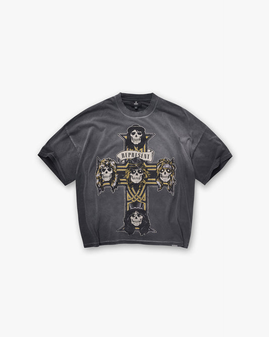Represent X Guns N' Roses Cross T-Shirt - Stained Black