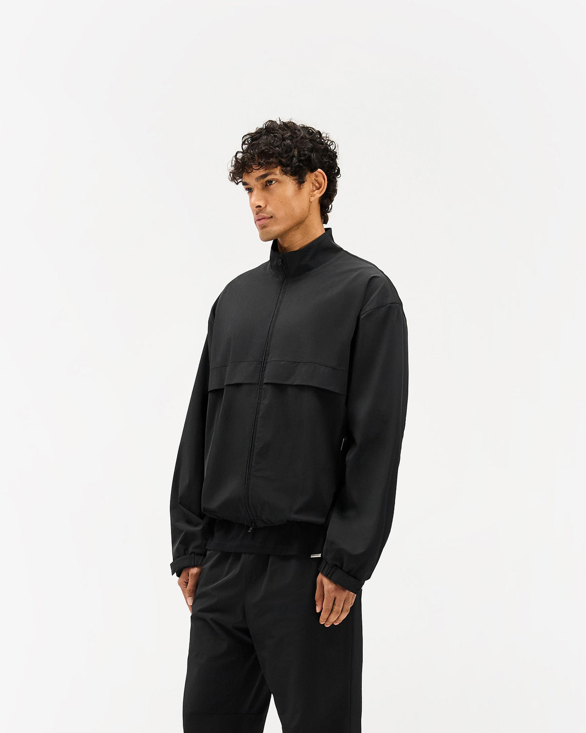 Initial Nylon Track Jacket - Black