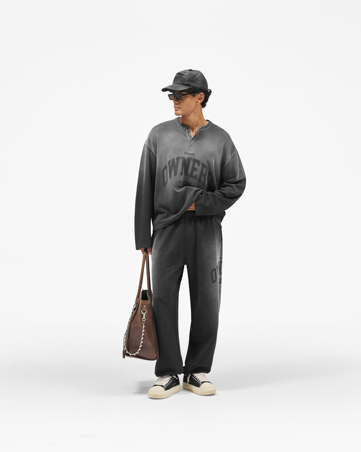Represent Owners Club Long Sleeve Henley - Weathered Black