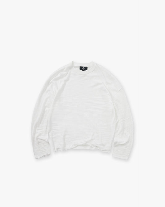 Long Sleeve Slub Knit T-Shirt - Flat White