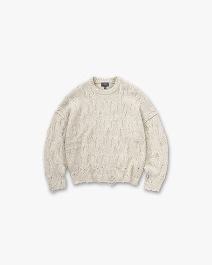 Distress Knit Sweater - Taupe