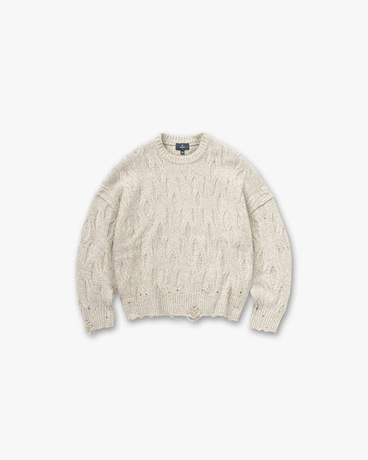 Distress Knit Sweater - Taupe
