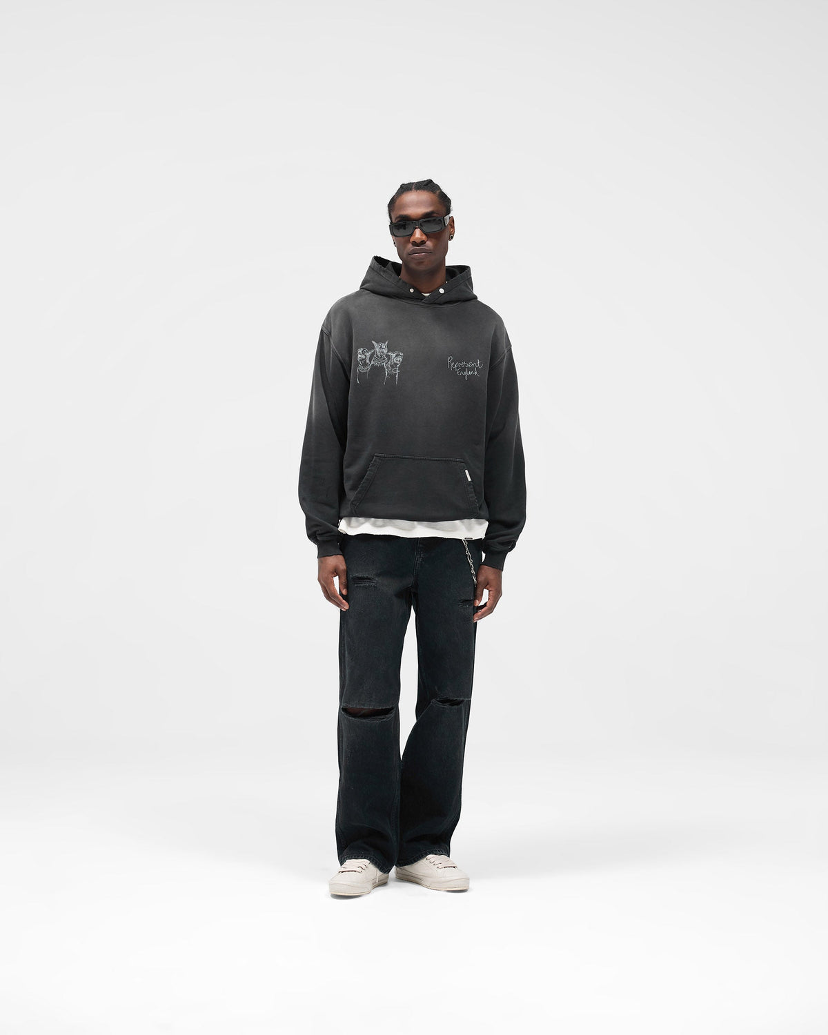 Hand Drawn Thoroughbred Hoodie - Aged Black