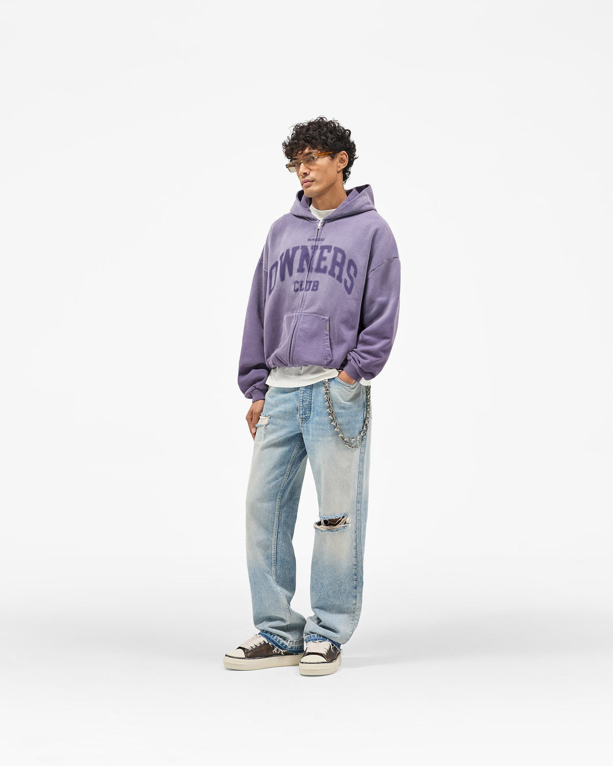 Represent Owners Club Zip Through Hoodie - Deep Purple