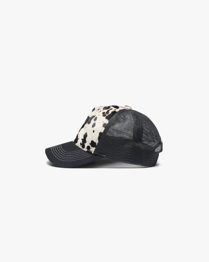 Cowhide Print Cap - Flat White Jet Black