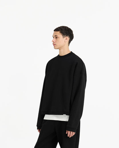 Initial Boxy Sweater - Jet Black