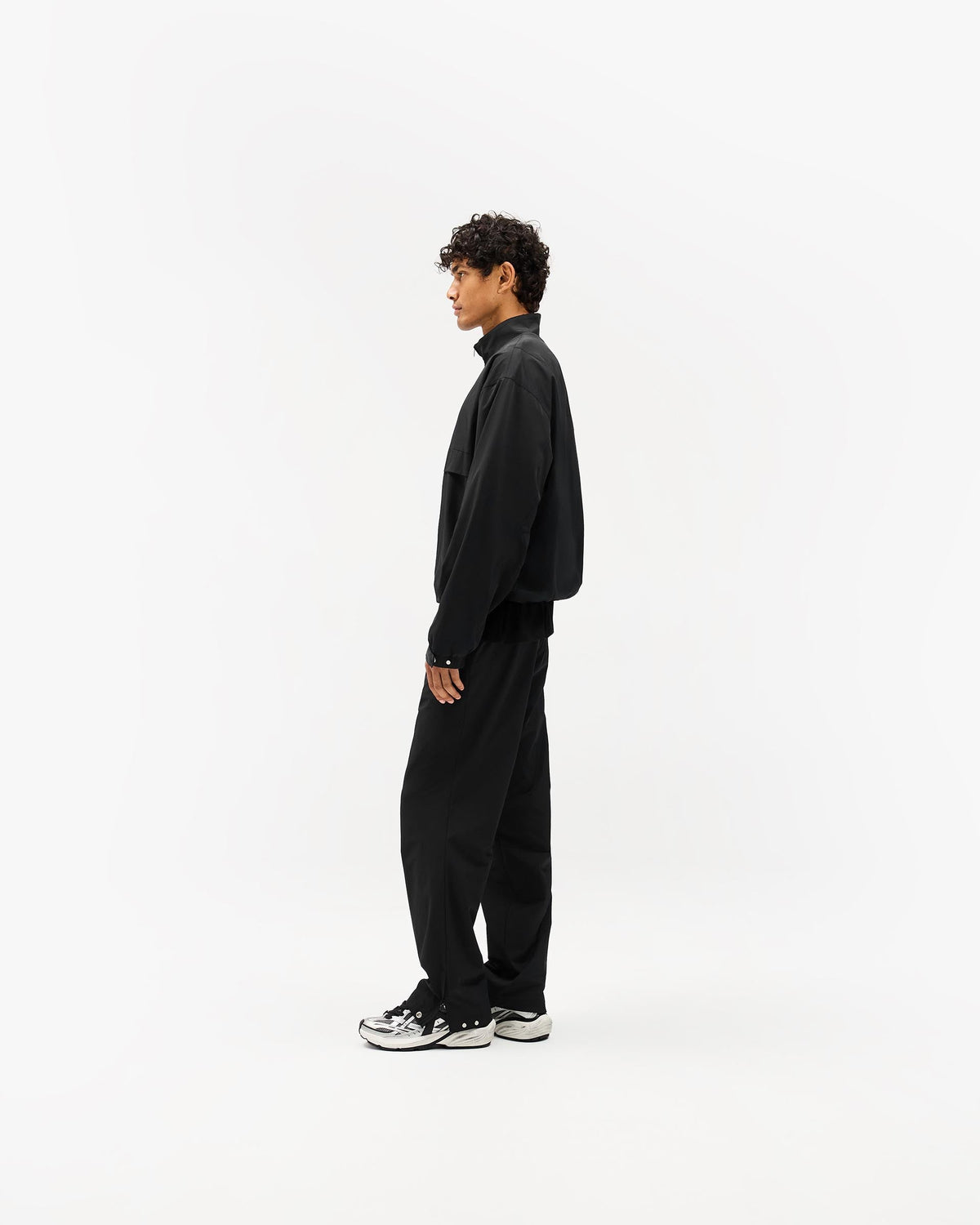 Initial Nylon Track Jacket - Black