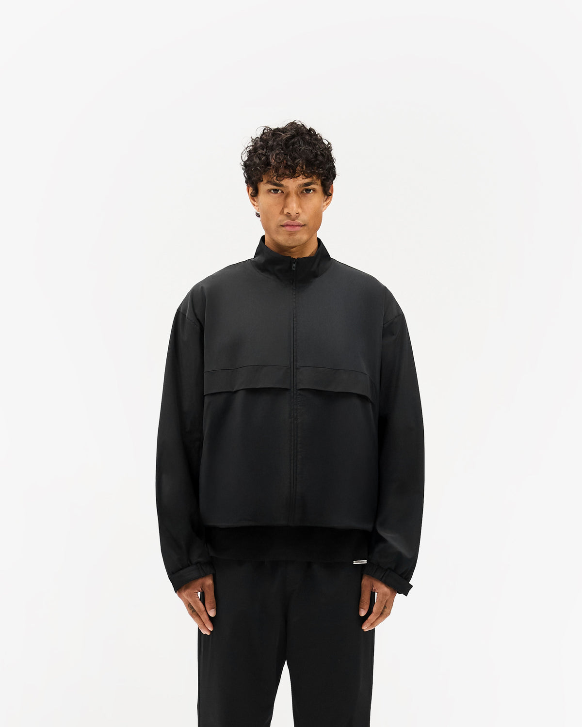 Initial Nylon Track Jacket - Black