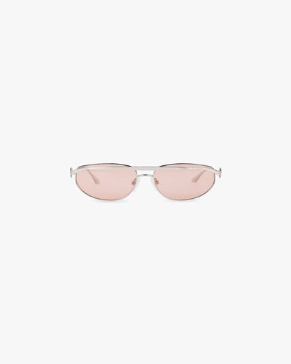 Slim Aviator Sunglasses - Silver Brown