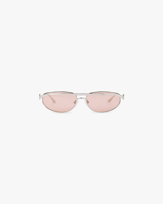 Slim Aviator Sunglasses - Silver Brown