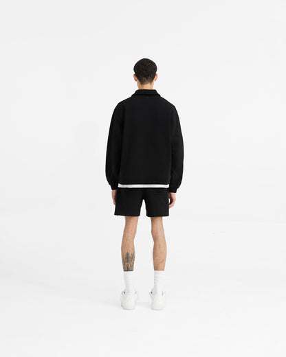 Initial Boxy Quarter Zip - Jet Black