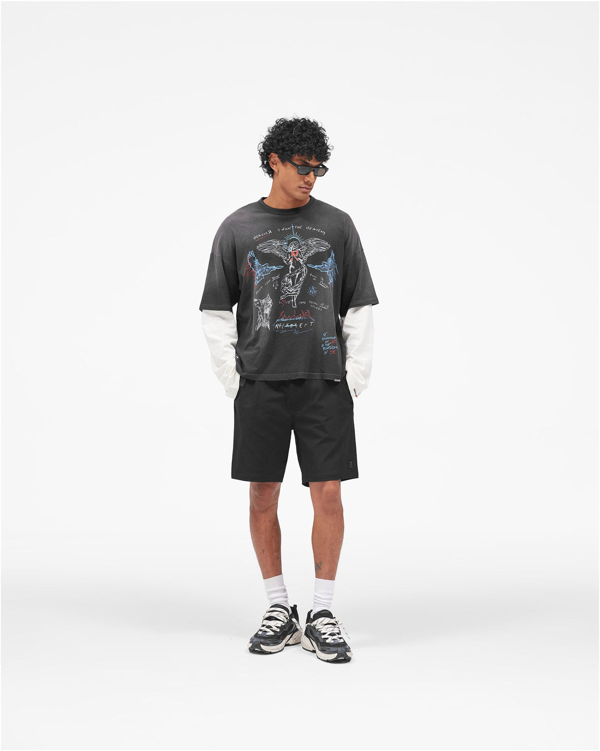 Heavier Than The Heavens Long Sleeve T-Shirt - Washed Black