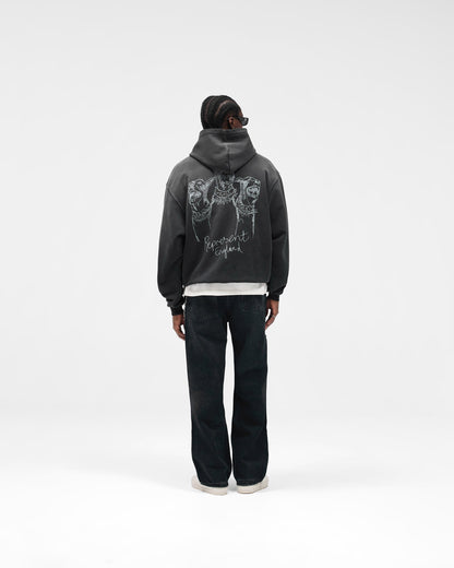 Hand Drawn Thoroughbred Hoodie - Aged Black