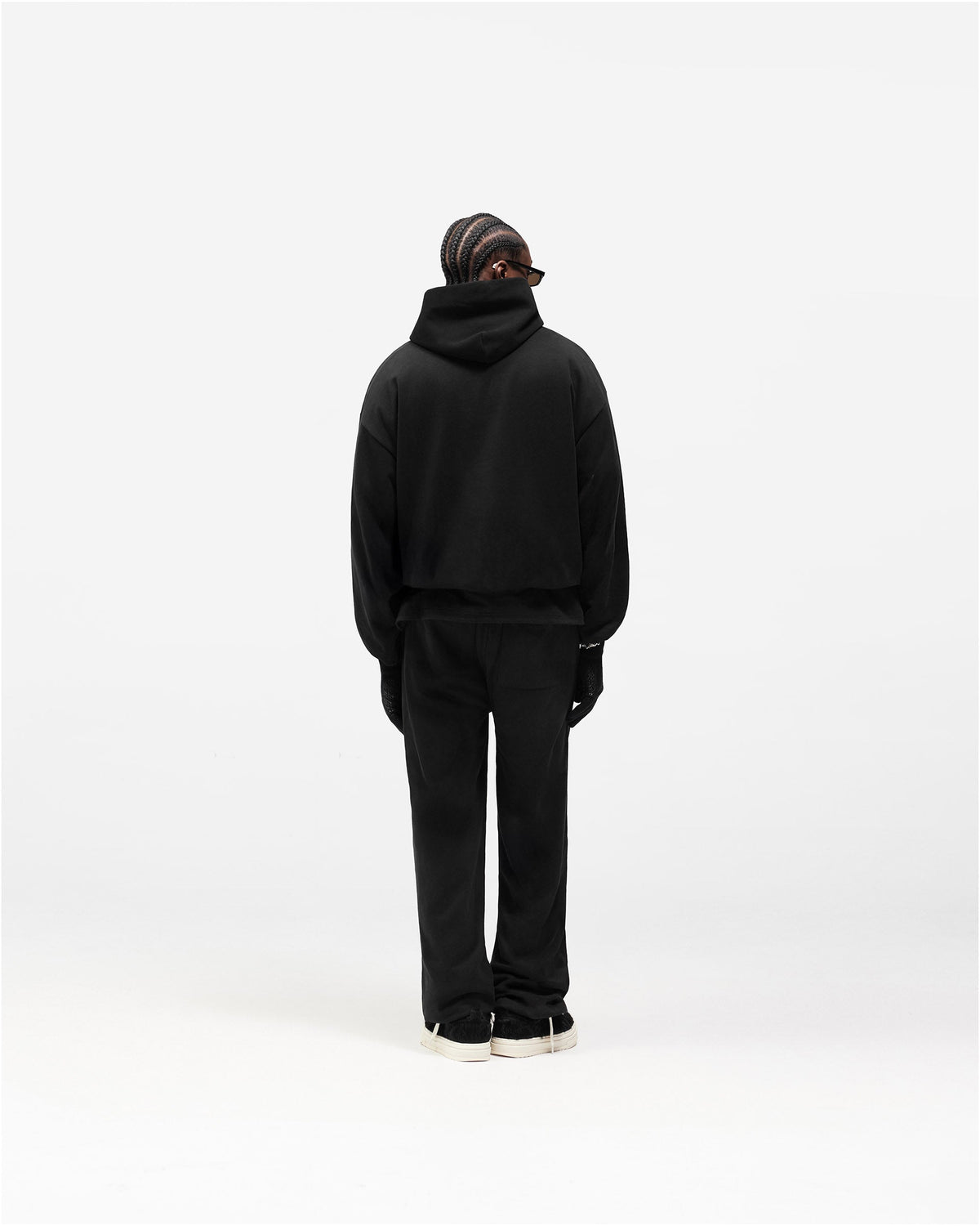 Dual Layer Script Hoodie - Jet Black