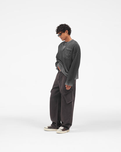 Heavyweight Henley Sweater - Vintage Black