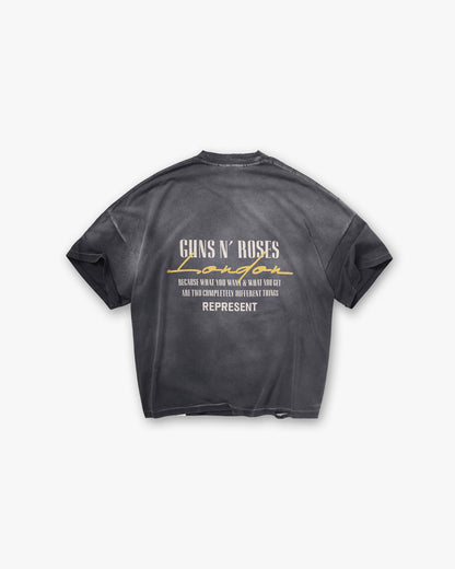 Represent X Guns N' Roses Cross T-Shirt - Stained Black
