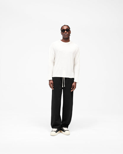 Initial Sheer Rib Long Sleeve T-Shirt - Flat White