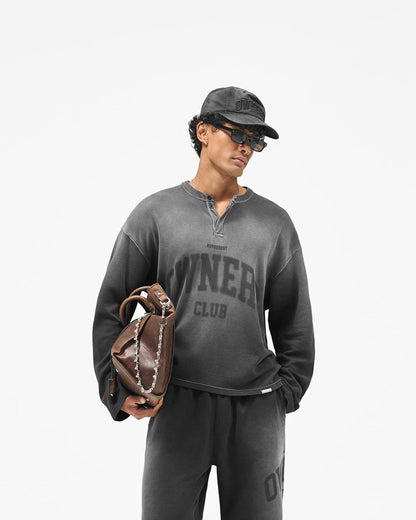 Represent Owners Club Long Sleeve Henley - Weathered Black