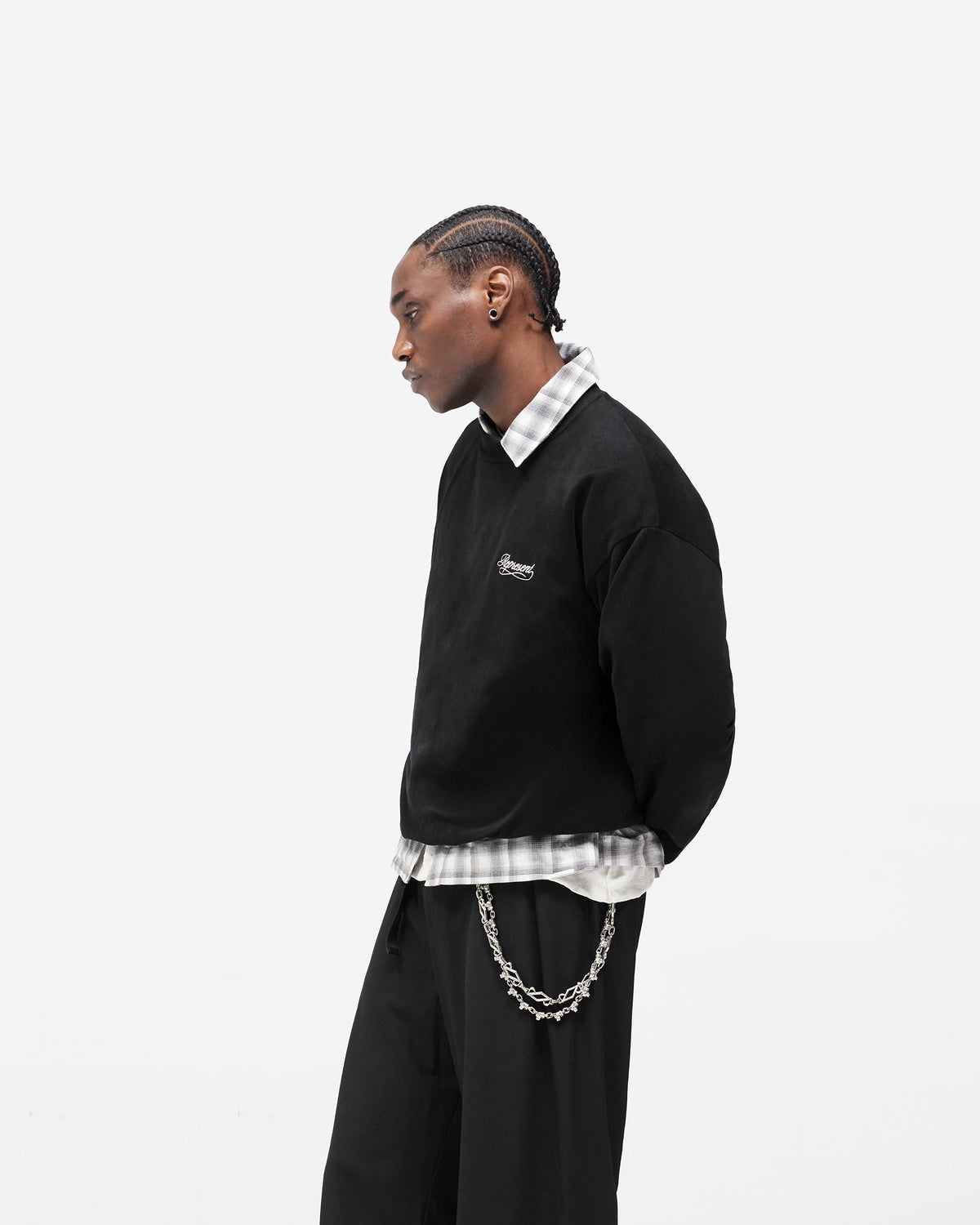 Dual Layer Script Sweater - Jet Black
