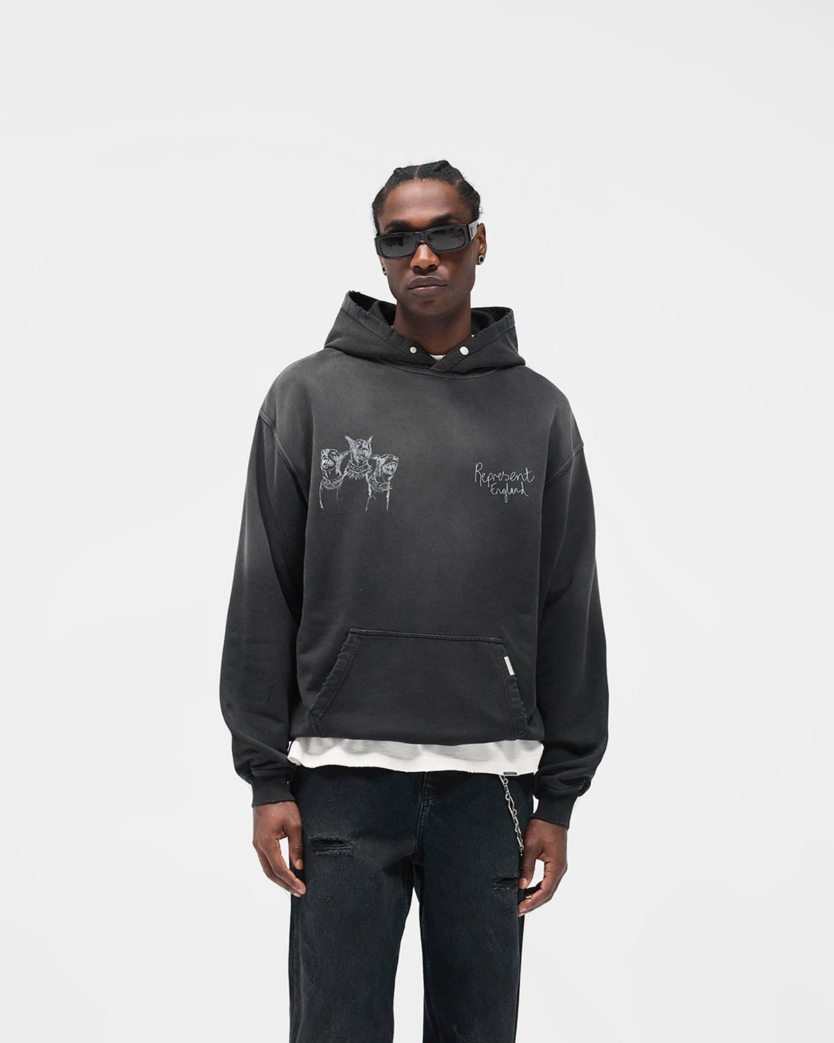 Hand Drawn Thoroughbred Hoodie - Aged Black