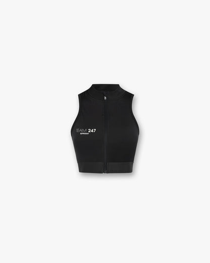 247 Zip Front Performance Crop - Black