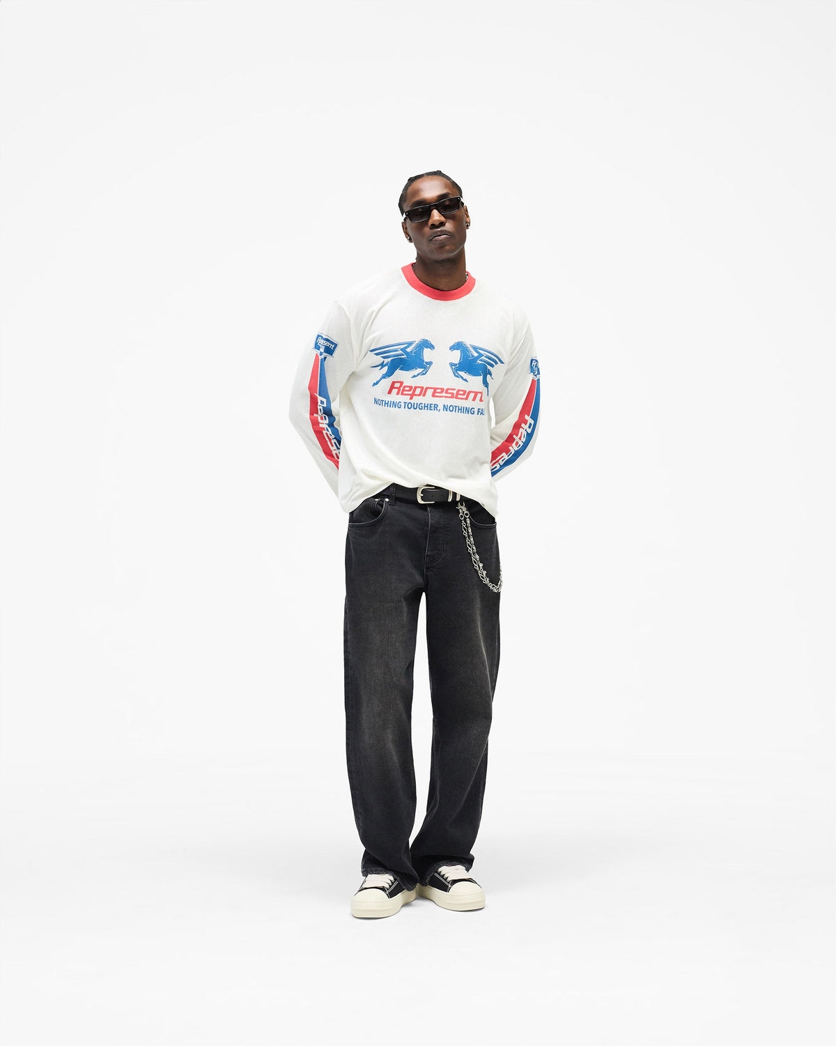 Mesh Pegasus Long Sleeve T-Shirt - Flat White